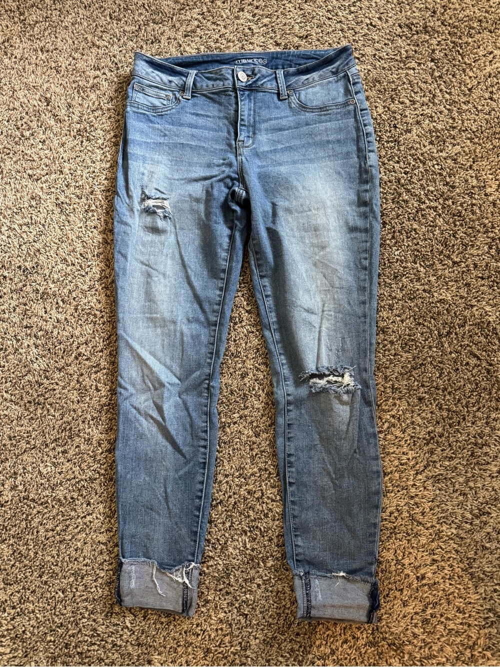 Maurices Light Blue Distressed Ankle Jeans